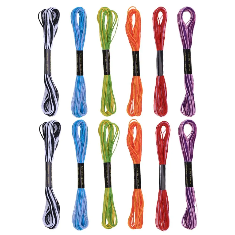 12pcs Durable Polyester Dyeing Line Sewing Cross Stitch Embroidery Threads