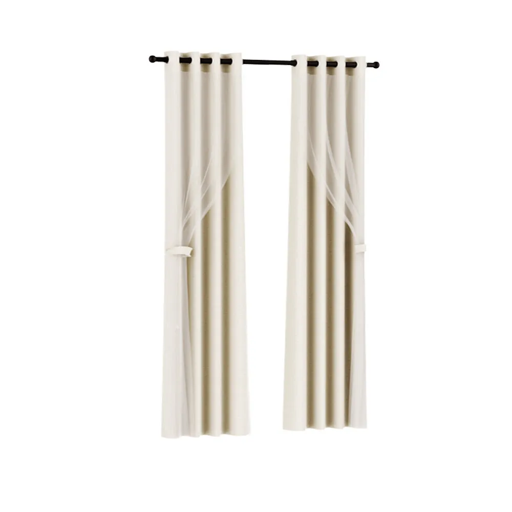 2X 132x304cm | Blockout Sheer Curtains | Beige
