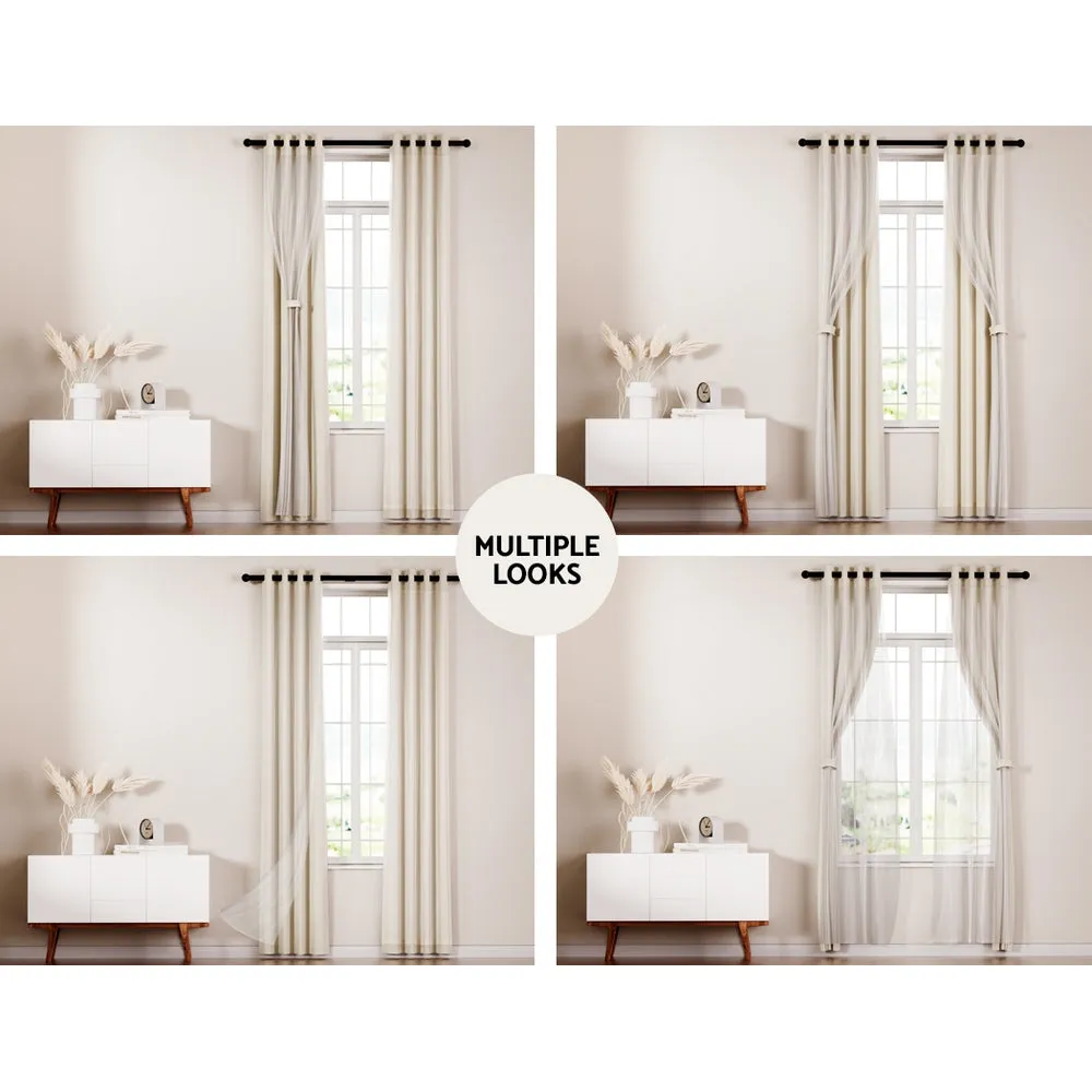 2X 132x304cm | Blockout Sheer Curtains | Beige