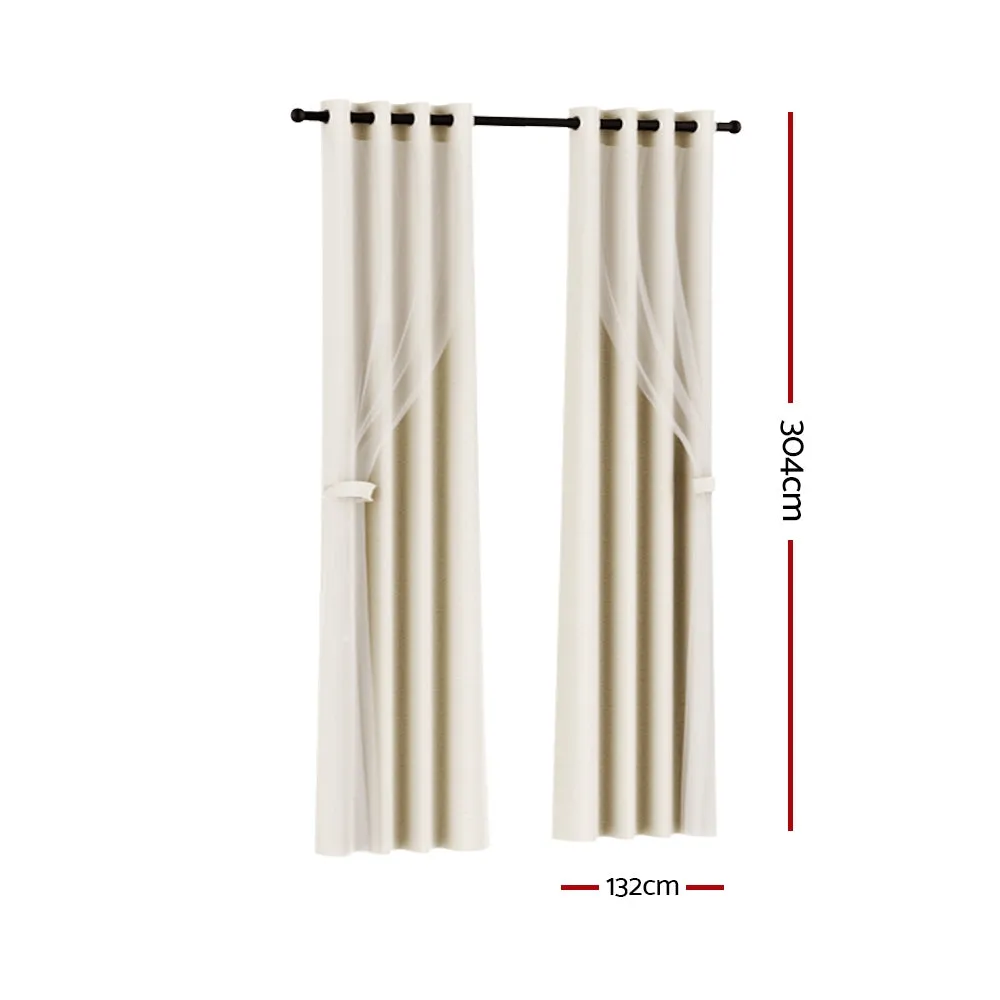 2X 132x304cm | Blockout Sheer Curtains | Beige