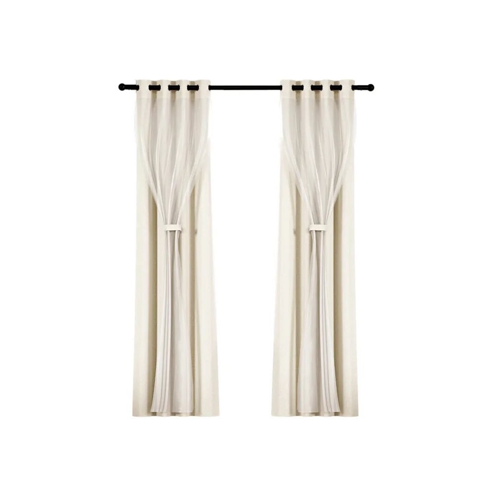 2X 132x304cm | Blockout Sheer Curtains | Beige