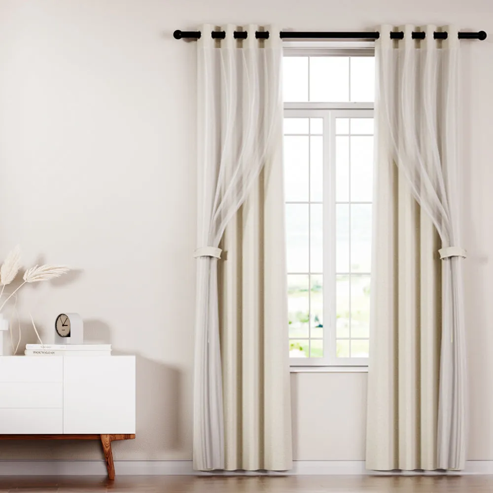 2X 132x304cm | Blockout Sheer Curtains | Beige