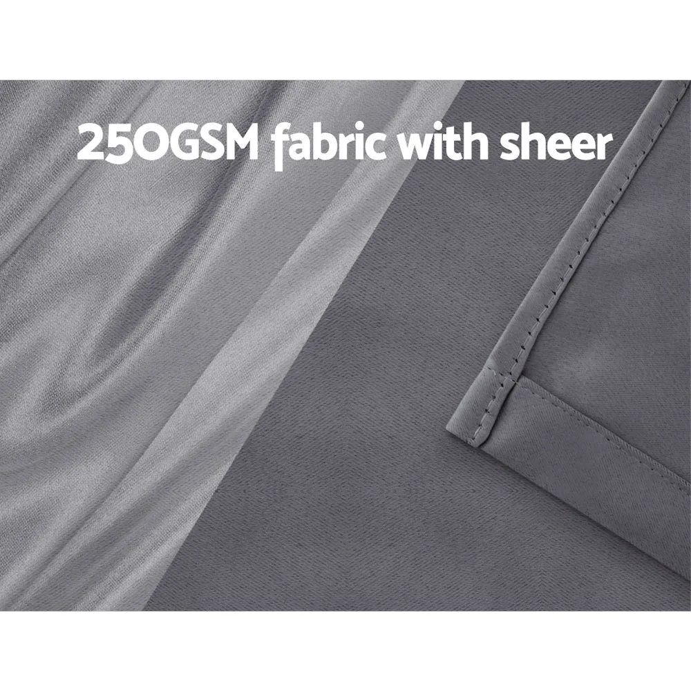 2X 132x304cm | Blockout Sheer Curtains | Charcoal