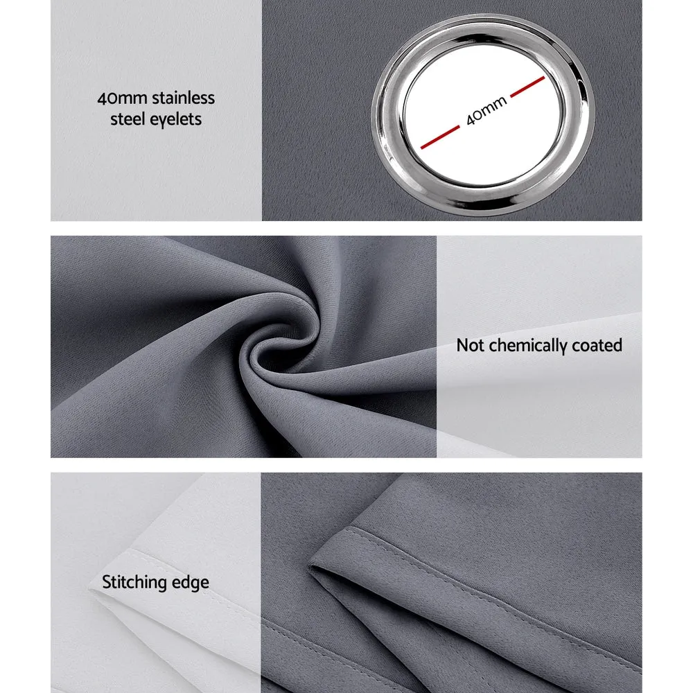 2X 132x304cm | Blockout Sheer Curtains | Charcoal