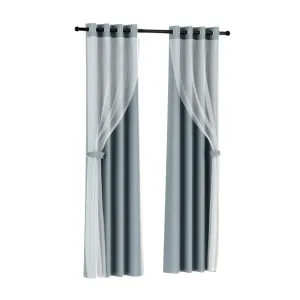 2X 132x304cm | Blockout Sheer Curtains | Light Grey