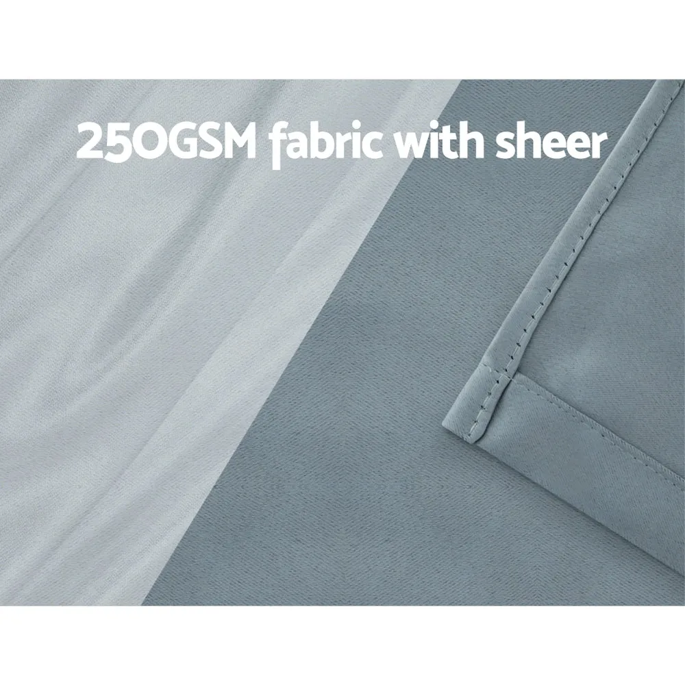 2X 132x304cm | Blockout Sheer Curtains | Light Grey