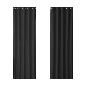 2X Blockout Eyelet Curtains | 180x213cm | Black