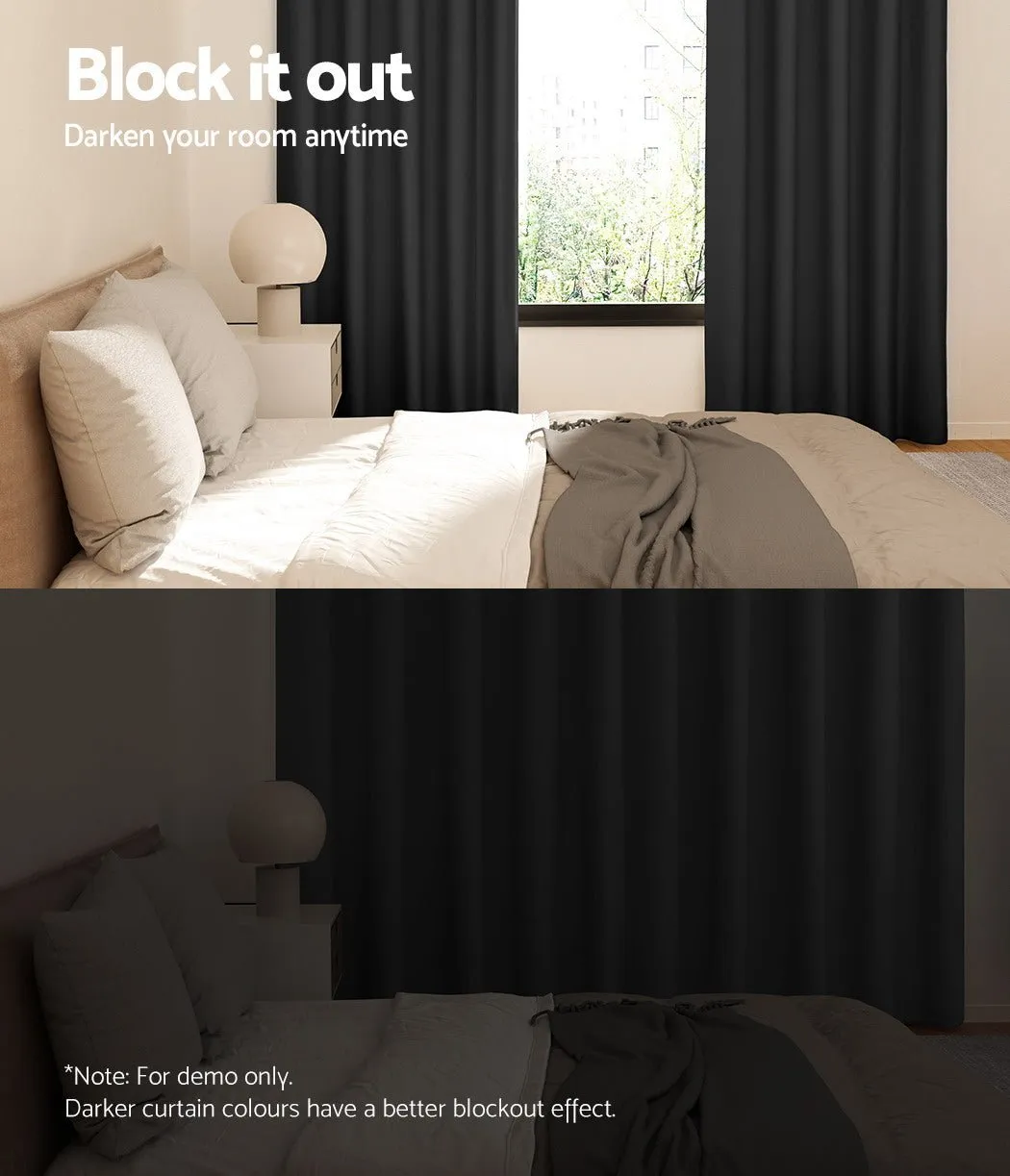 2X Blockout Eyelet Curtains | 180x213cm | Black