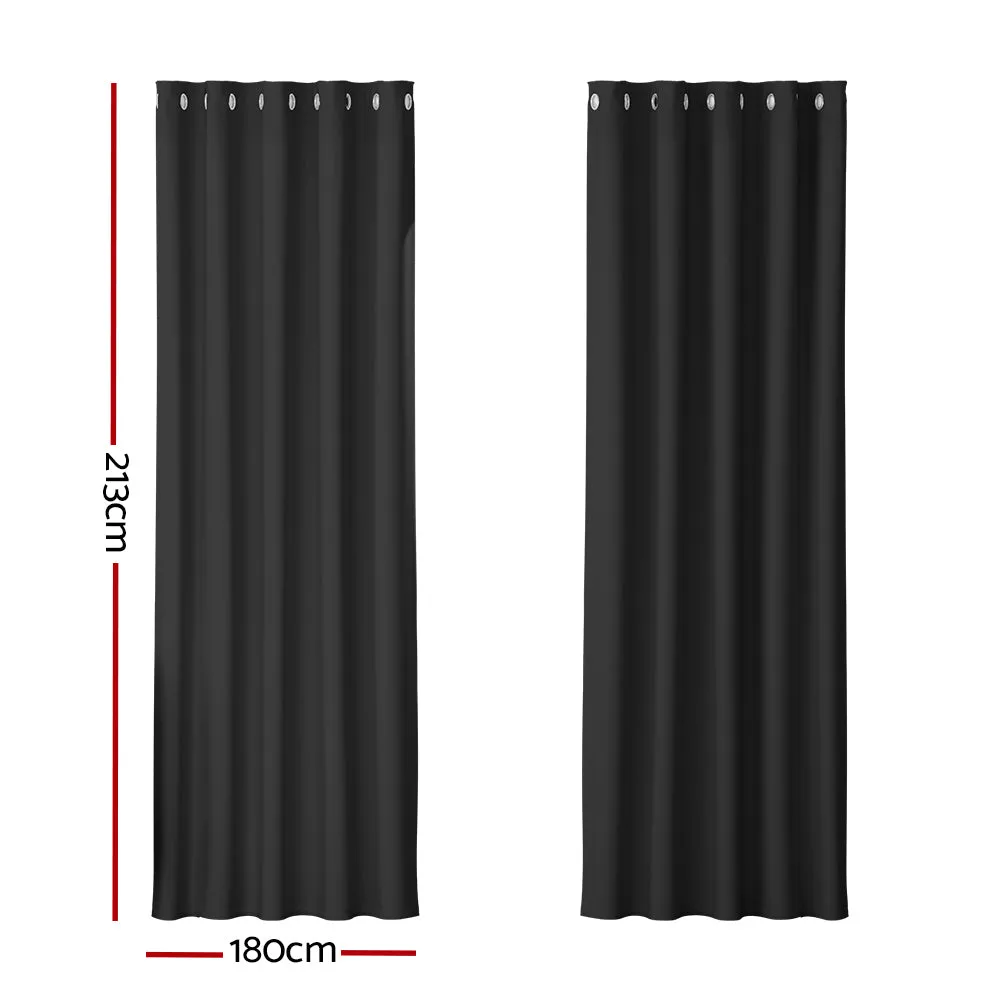 2X Blockout Eyelet Curtains | 180x213cm | Black