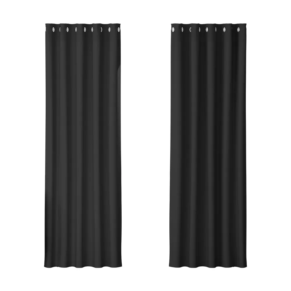 2X Blockout Eyelet Curtains | 180x213cm | Black