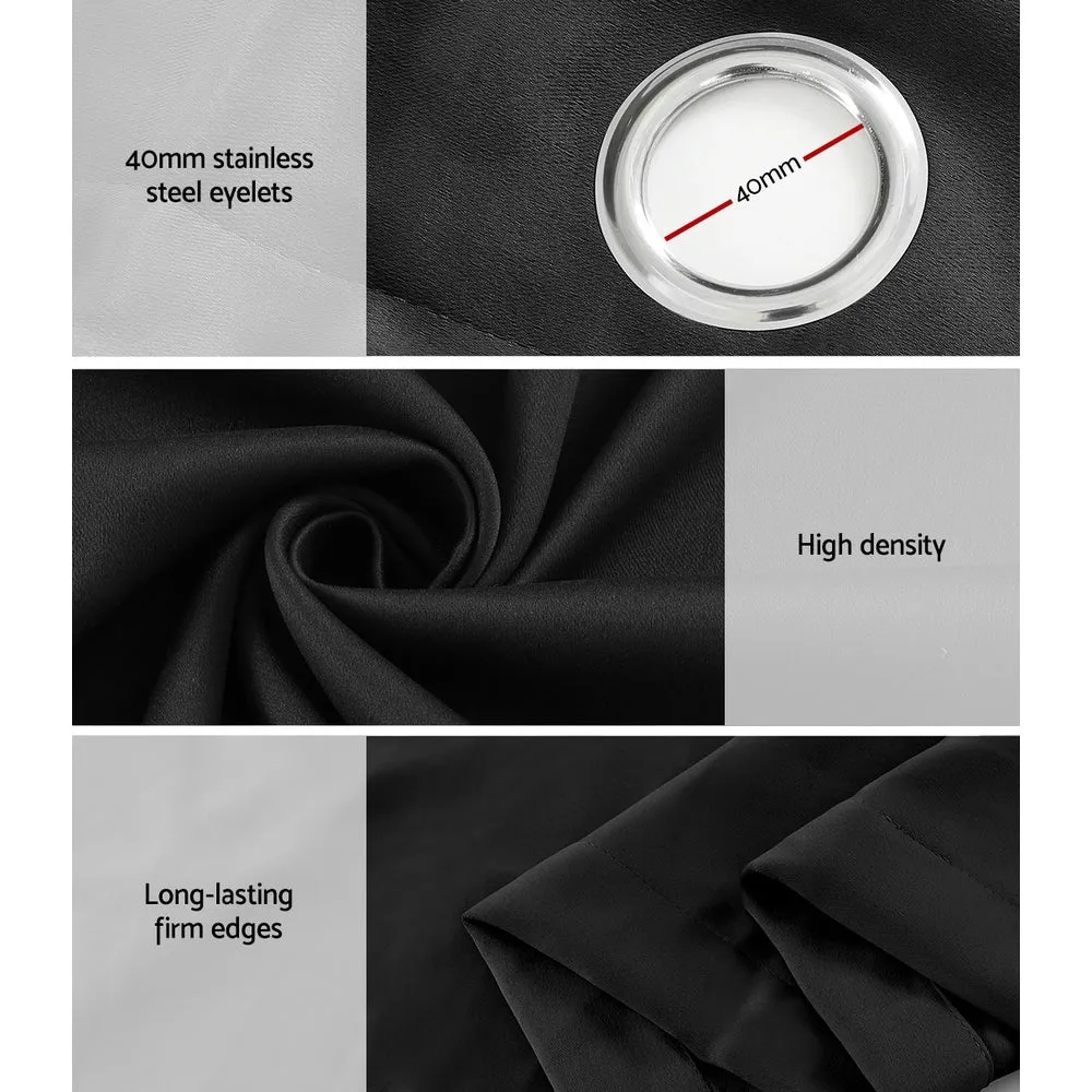 2X Blockout Eyelet Curtains | 180x213cm | Black