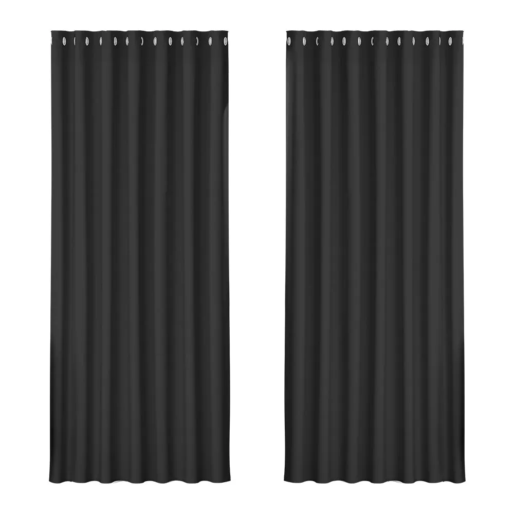 2X Blockout Eyelet Curtains | 240x230cm | Black