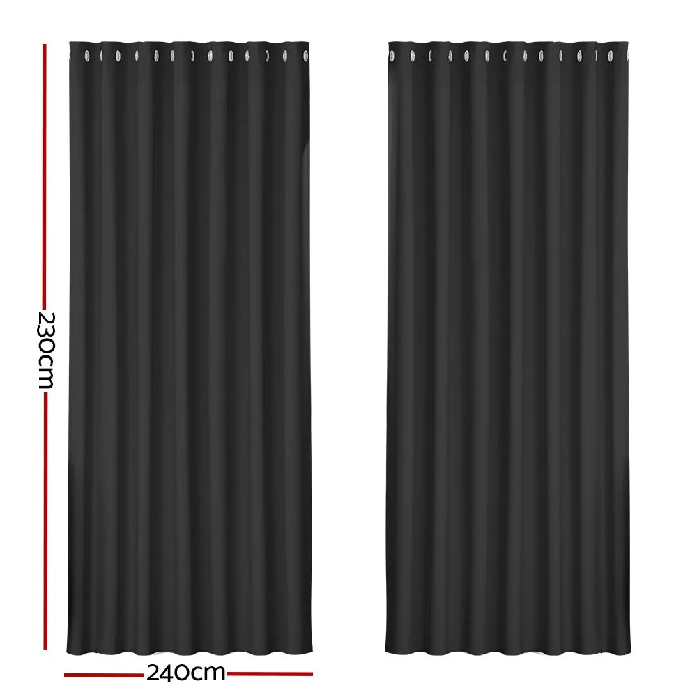 2X Blockout Eyelet Curtains | 240x230cm | Black
