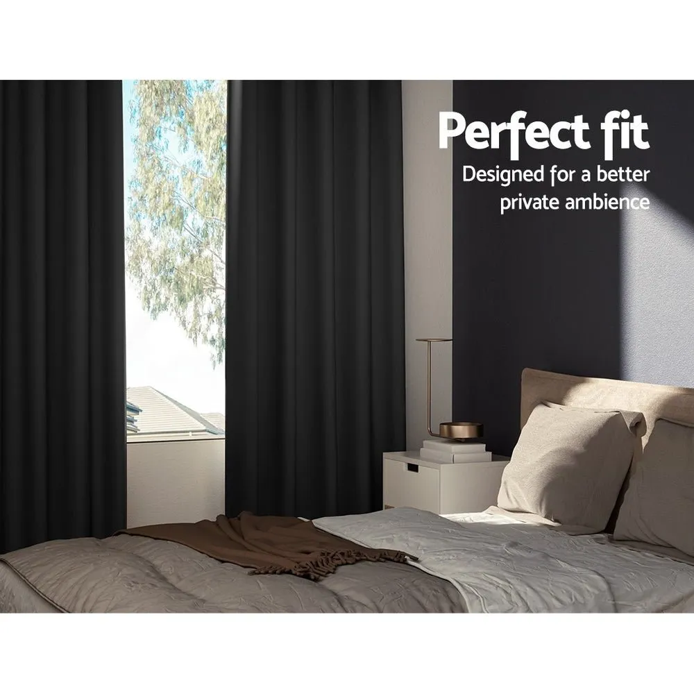 2X Blockout Eyelet Curtains | 240x230cm | Black