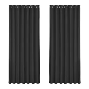 2X Blockout Eyelet Curtains | 240x230cm | Black
