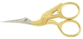 3 1/2" Gold-handled Stork Embroidery Scissors