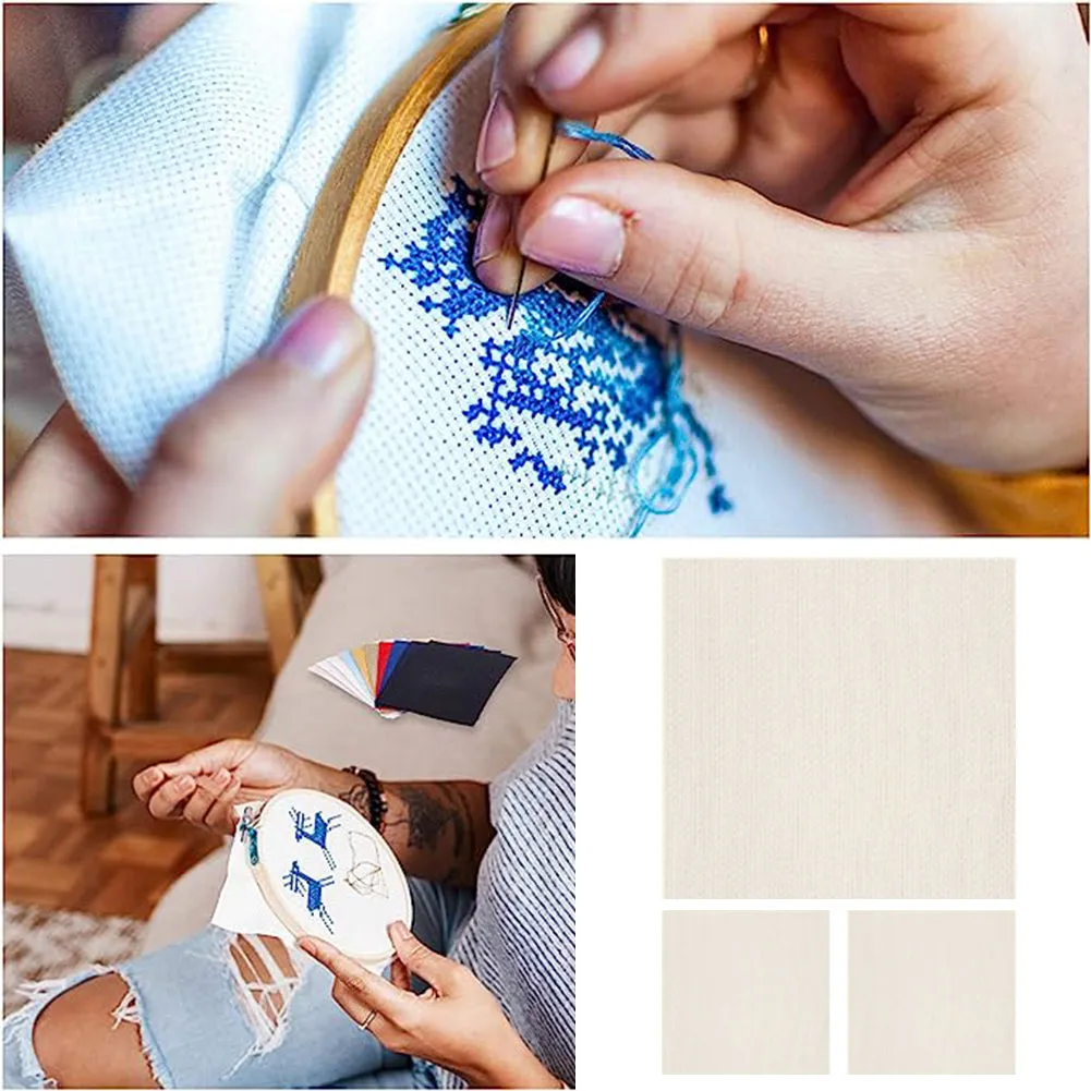 3 pcs 11 Count Embroidery Cross Stitch Fabric for Embroidery Beginner (20x20in)