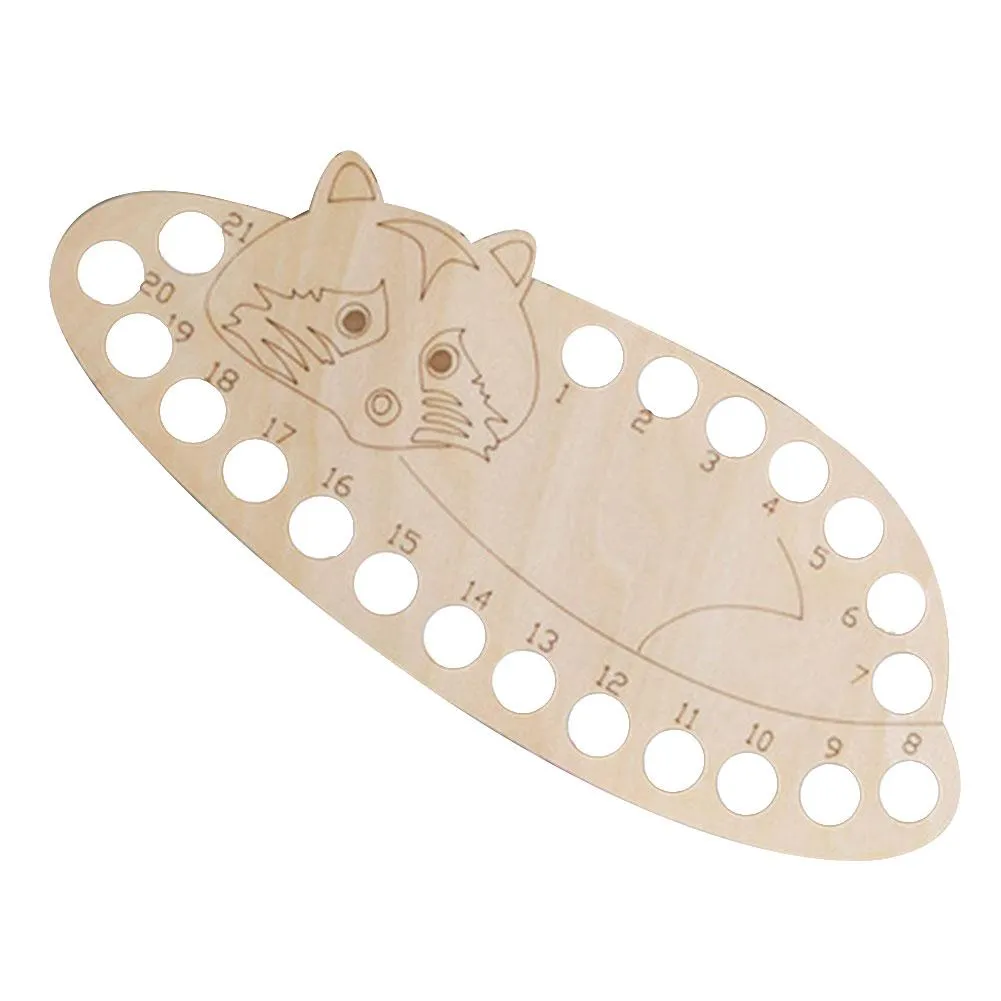 3pcs Wooden Carved Cross Stitch Thread Board(Racoon)