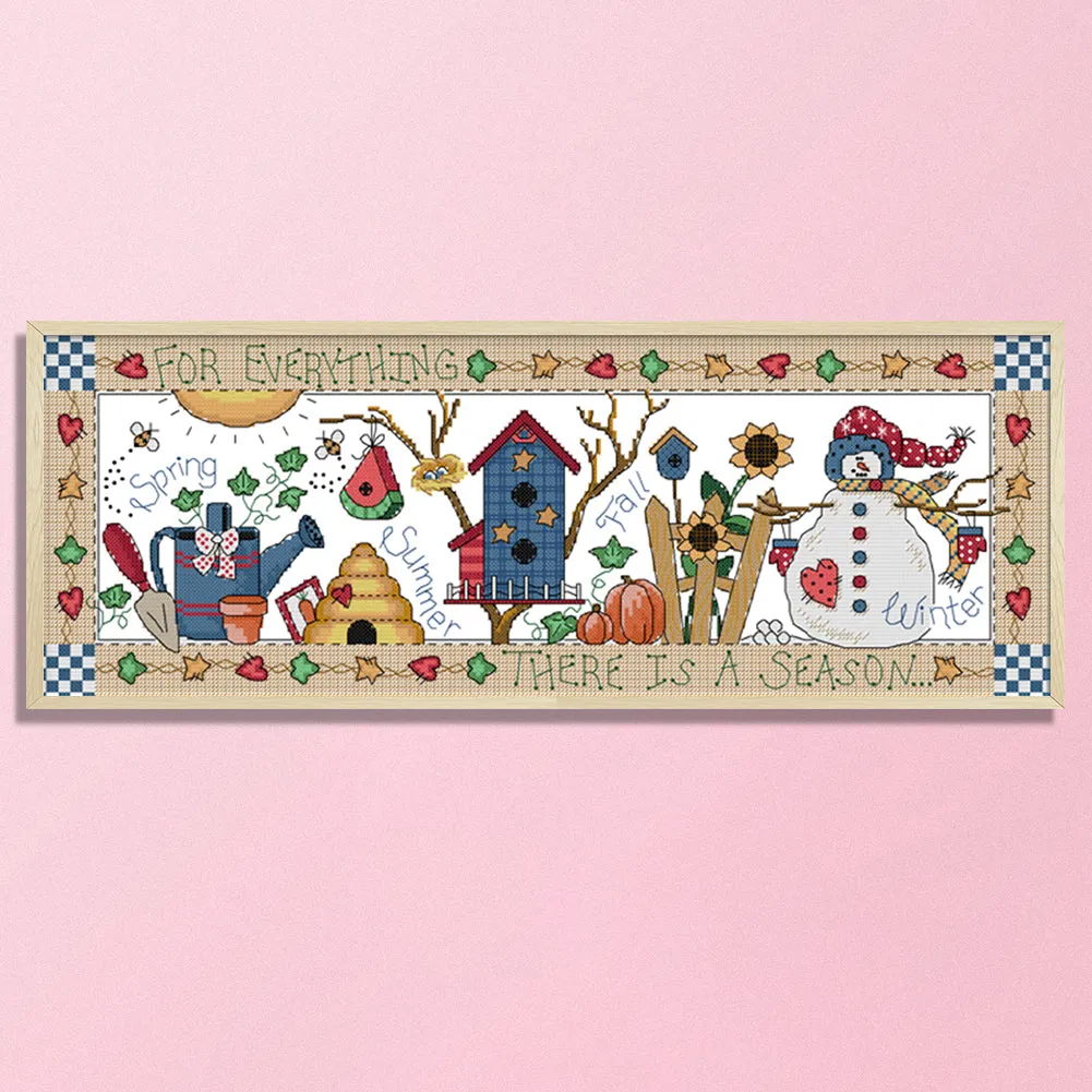 4 Seasons - 14CT Stamped Cross Stitch 54 *22CM