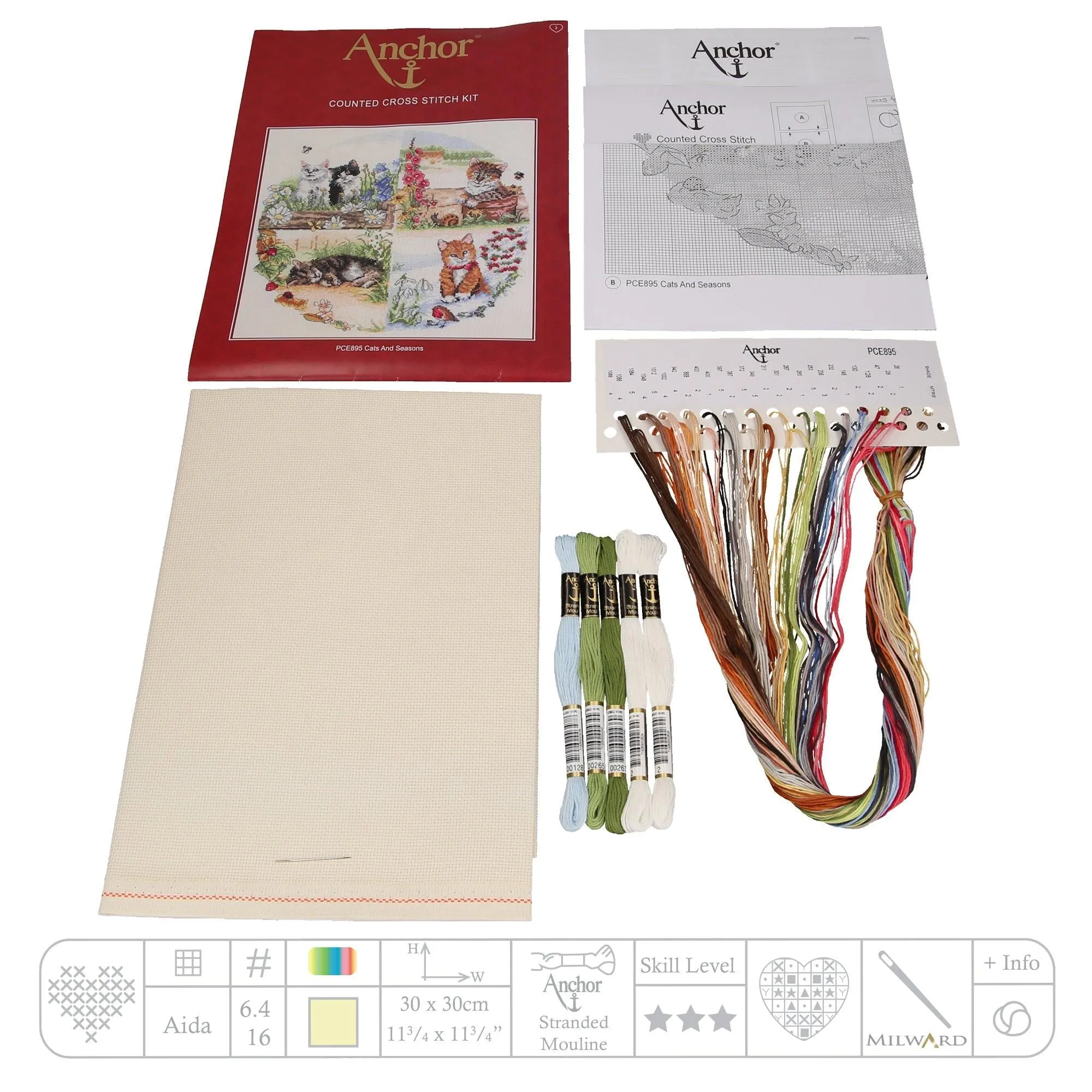 Anchor Cross Stitch Kit - Cats and Seasons, PCE895
