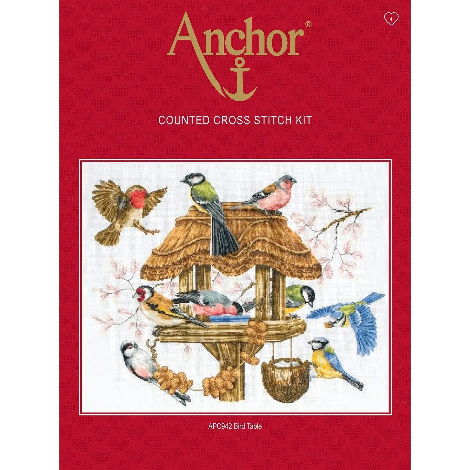 Anchor Essentials Cross Stitch Kit - APC942, Bird Table