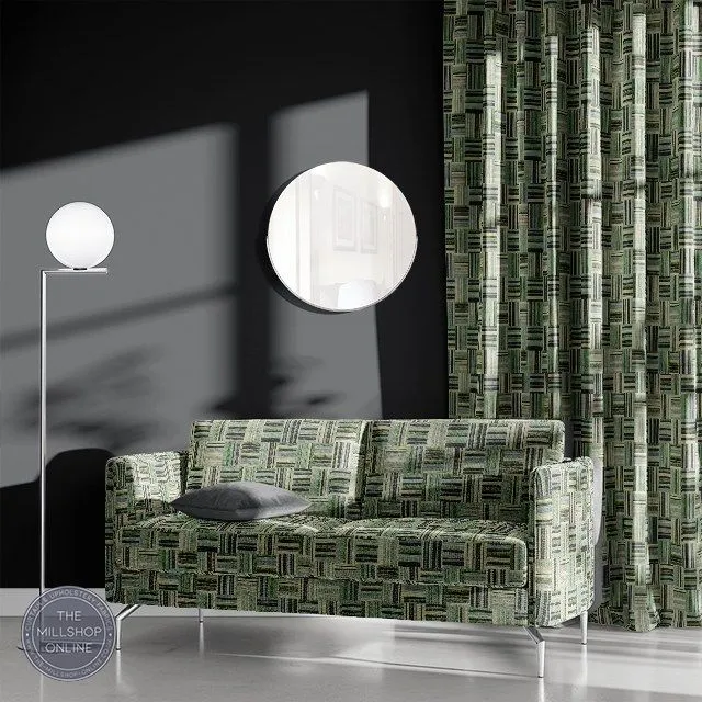 Basket Tapestry Upholstery Fabric - Green