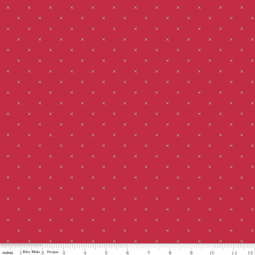 Bee Cross Stitch Jazzberry Cotton Yardage by Lori Holt | Riley Blake Designs