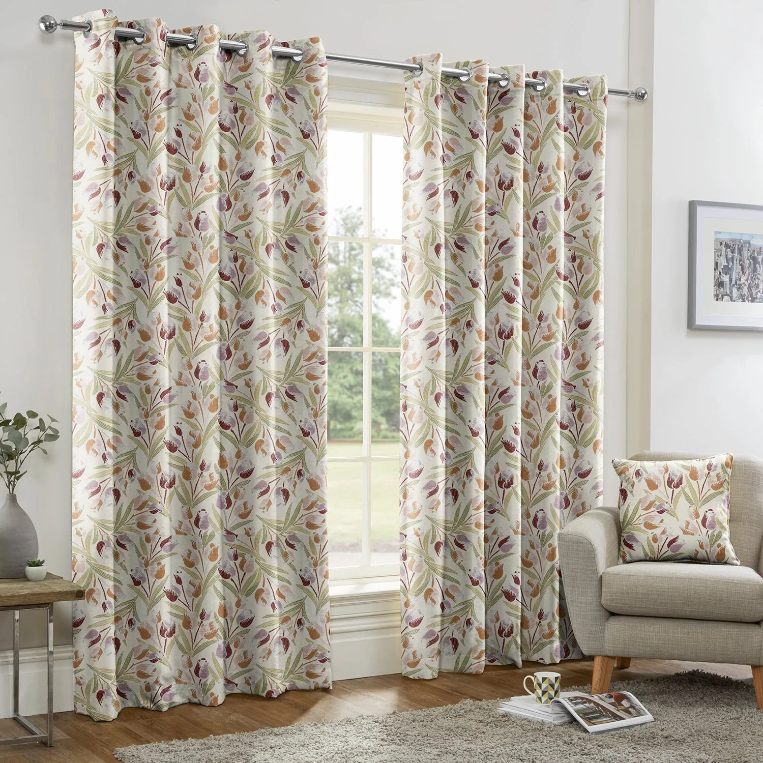Brisbane Terracotta Floral Made to Measure Curtains
