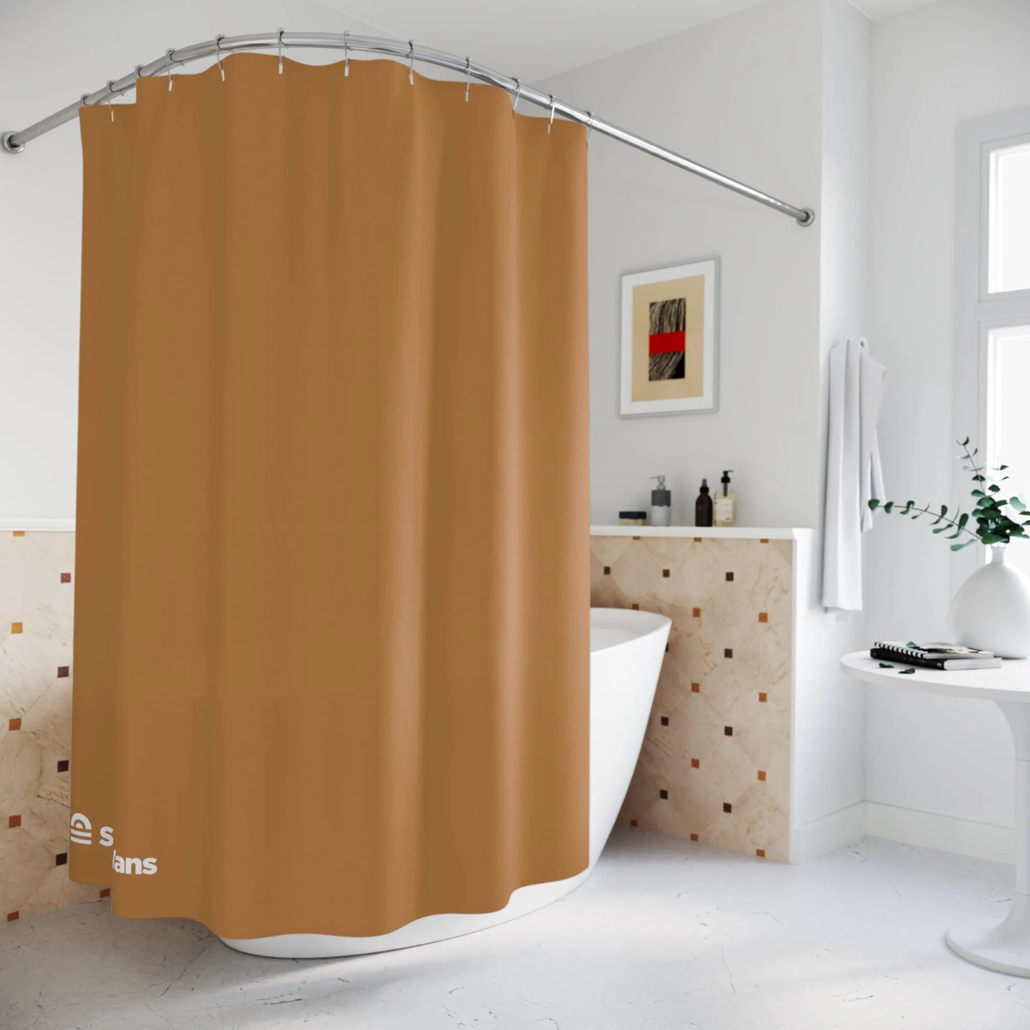 Brown Polyester Shower Curtain