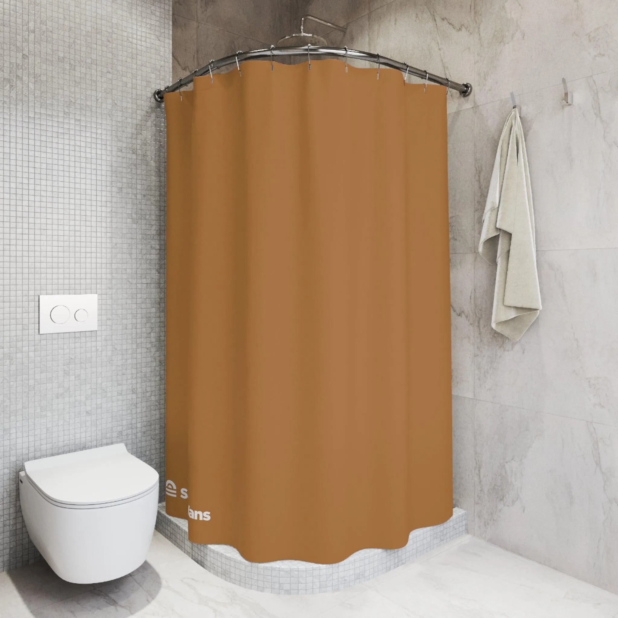 Brown Polyester Shower Curtain