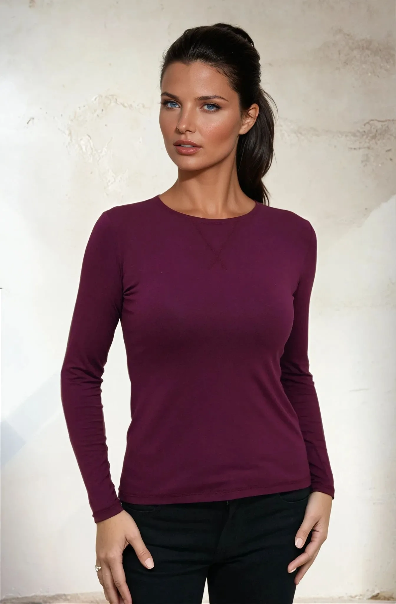 Burgundy Long Sleeve Tee