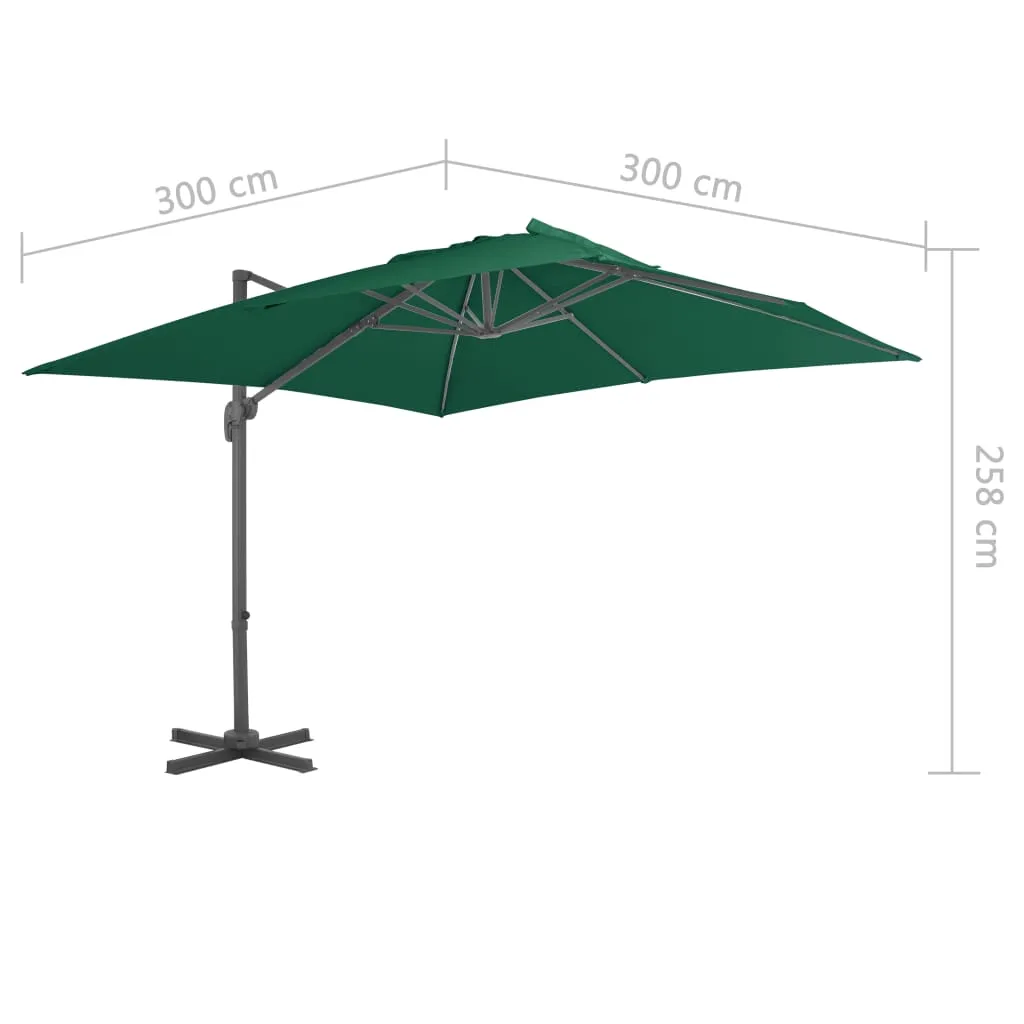 Cantilever Umbrella with Aluminium Pole Green 300x300 cm