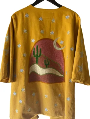 Chain stitch Embroidered  Desert Dome Blazer jackrt (Mustard )