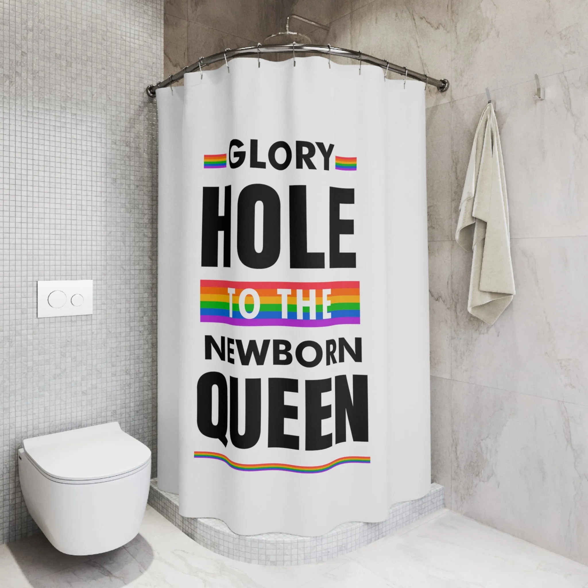 Christmas LGBTQ Shower - Curtains - Queen