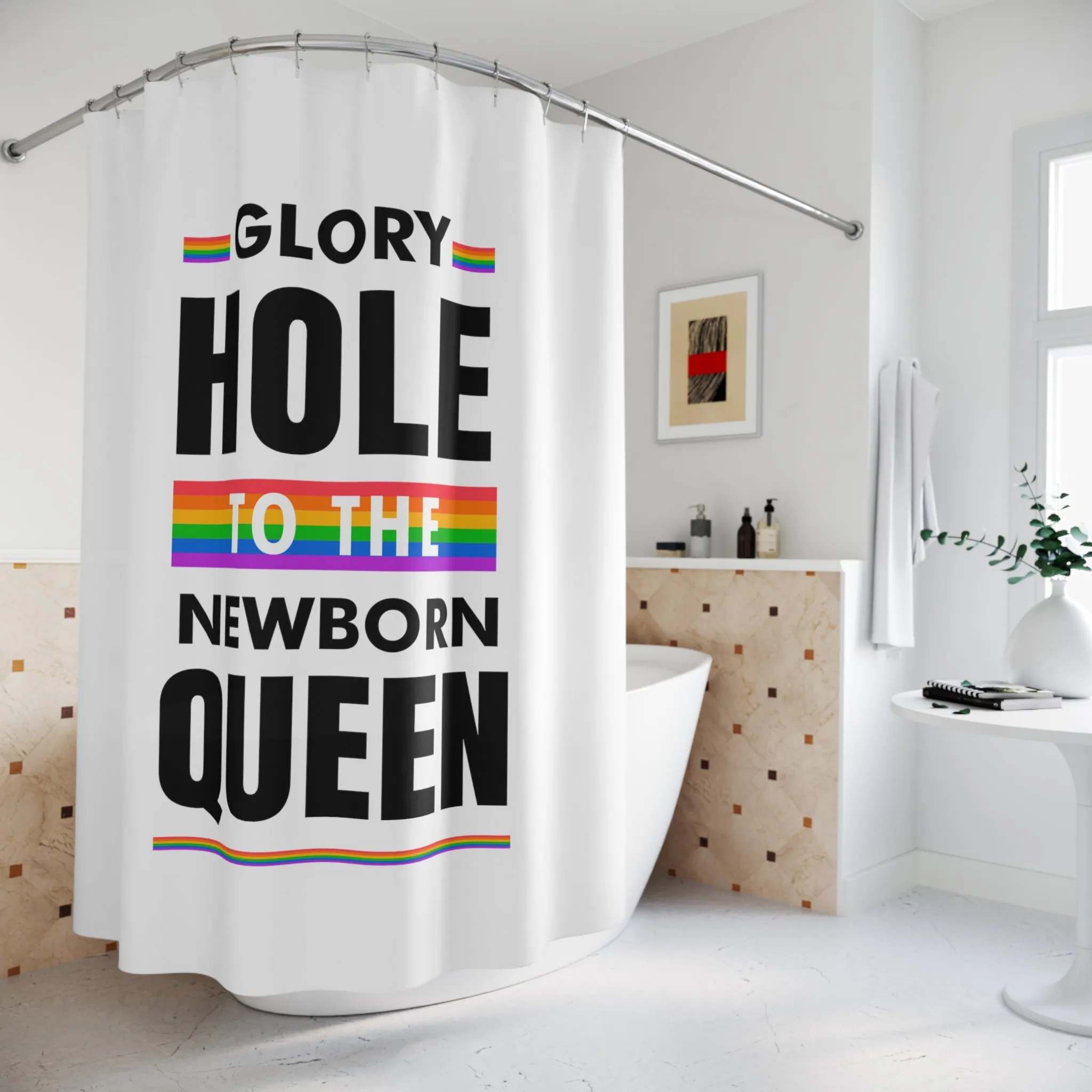 Christmas LGBTQ Shower - Curtains - Queen
