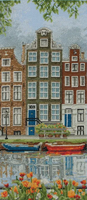 Anchor Amsterdam Street Scene Cross Stitch Kit - High-Quality, Detailed Embroidery Design