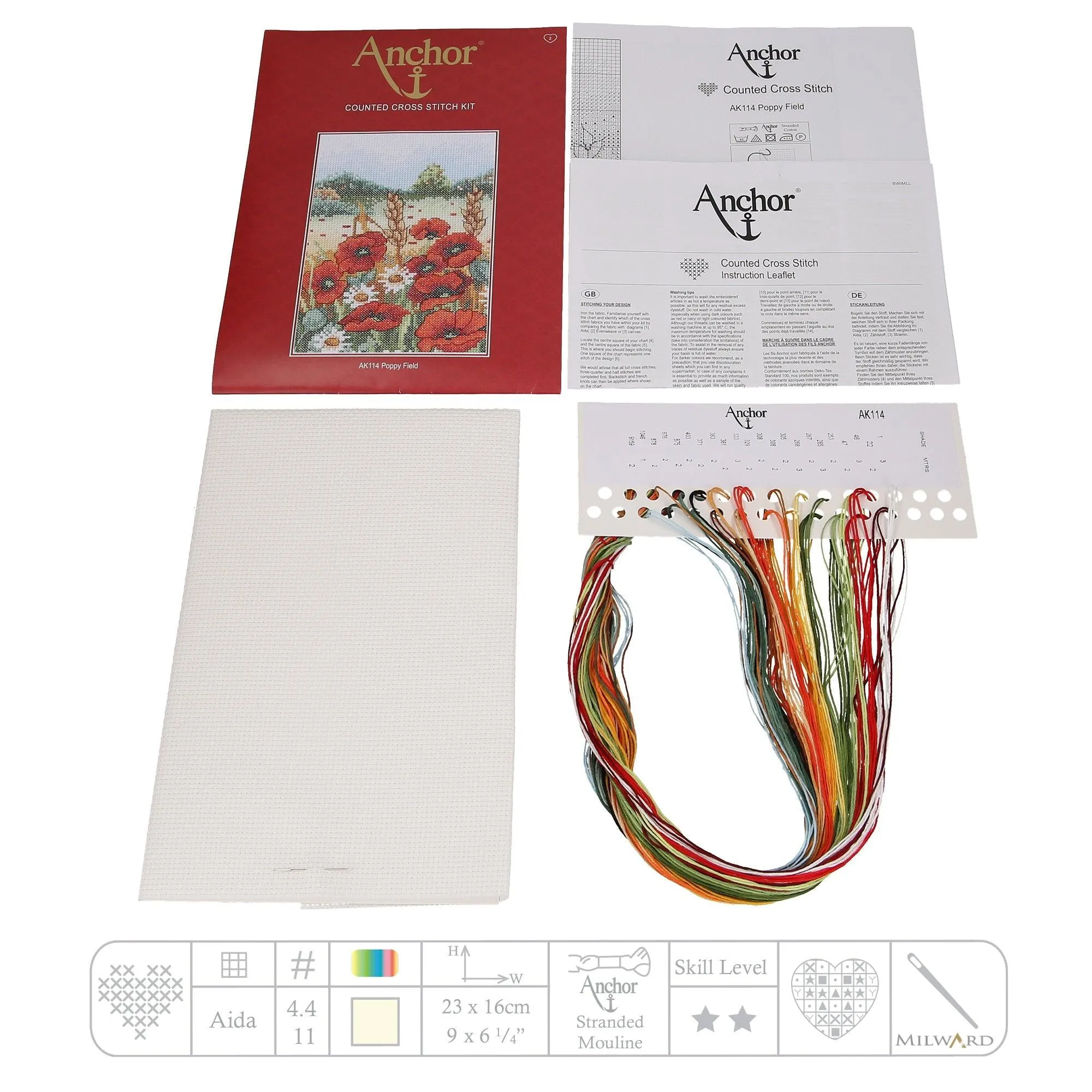 Cross Stitch Kit Anchor - Poppy Field
