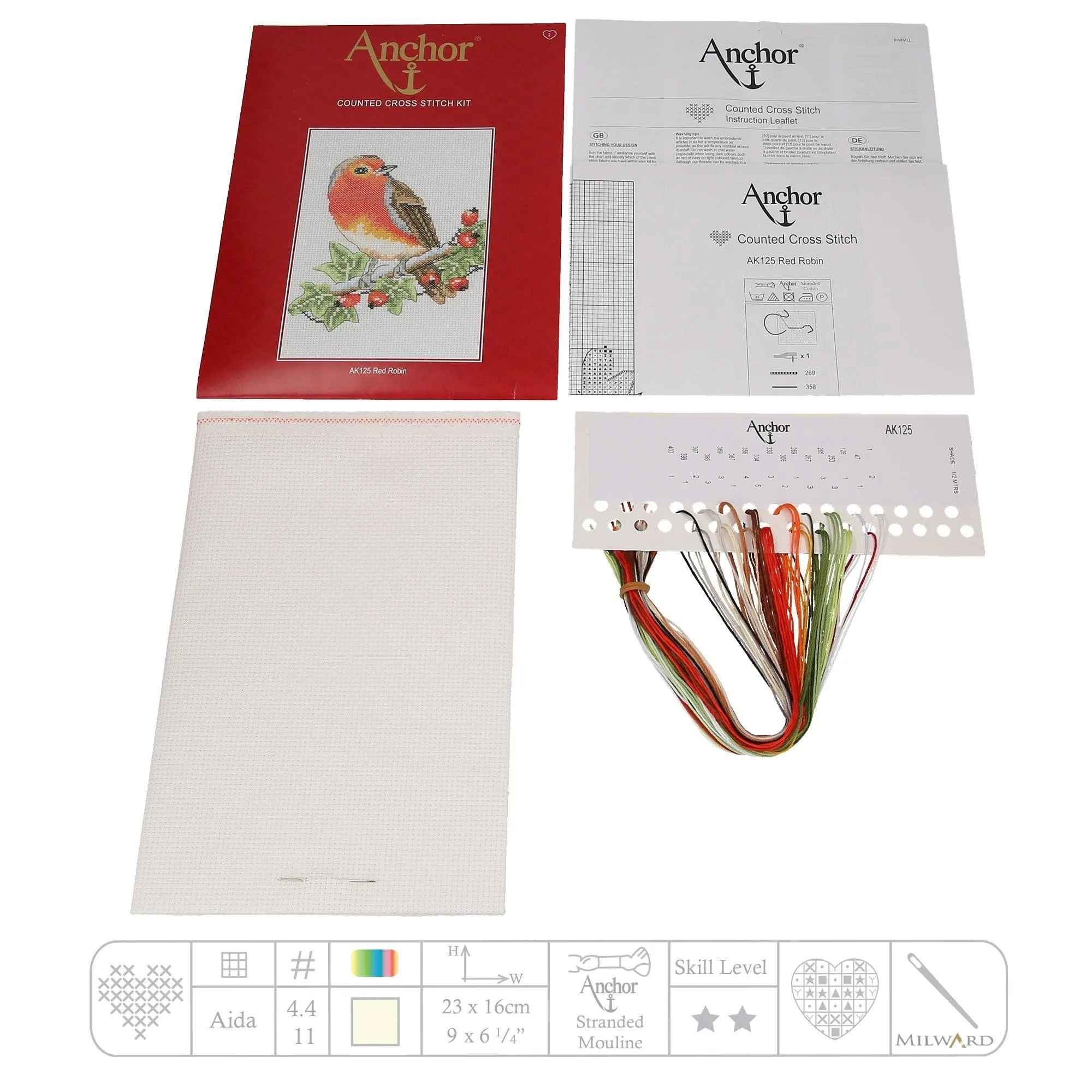 Cross Stitch Kit Anchor - Red Robin