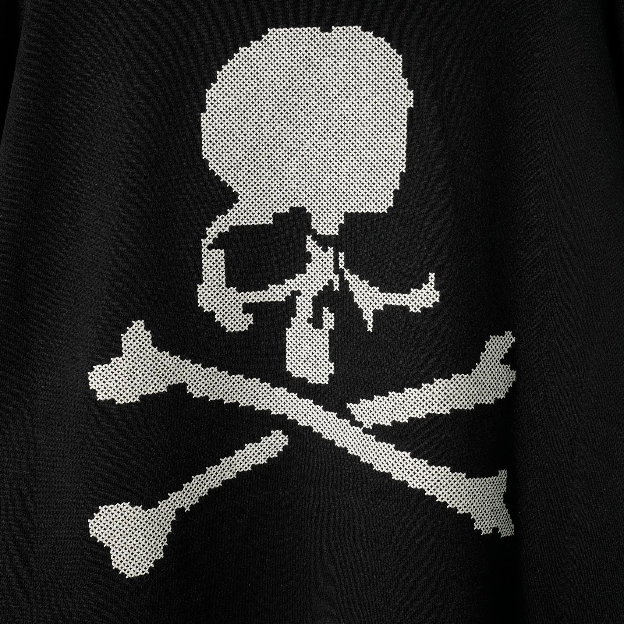CROSS-STITCH ZIP-UP HOODIE (SW006) / 012:BLACK