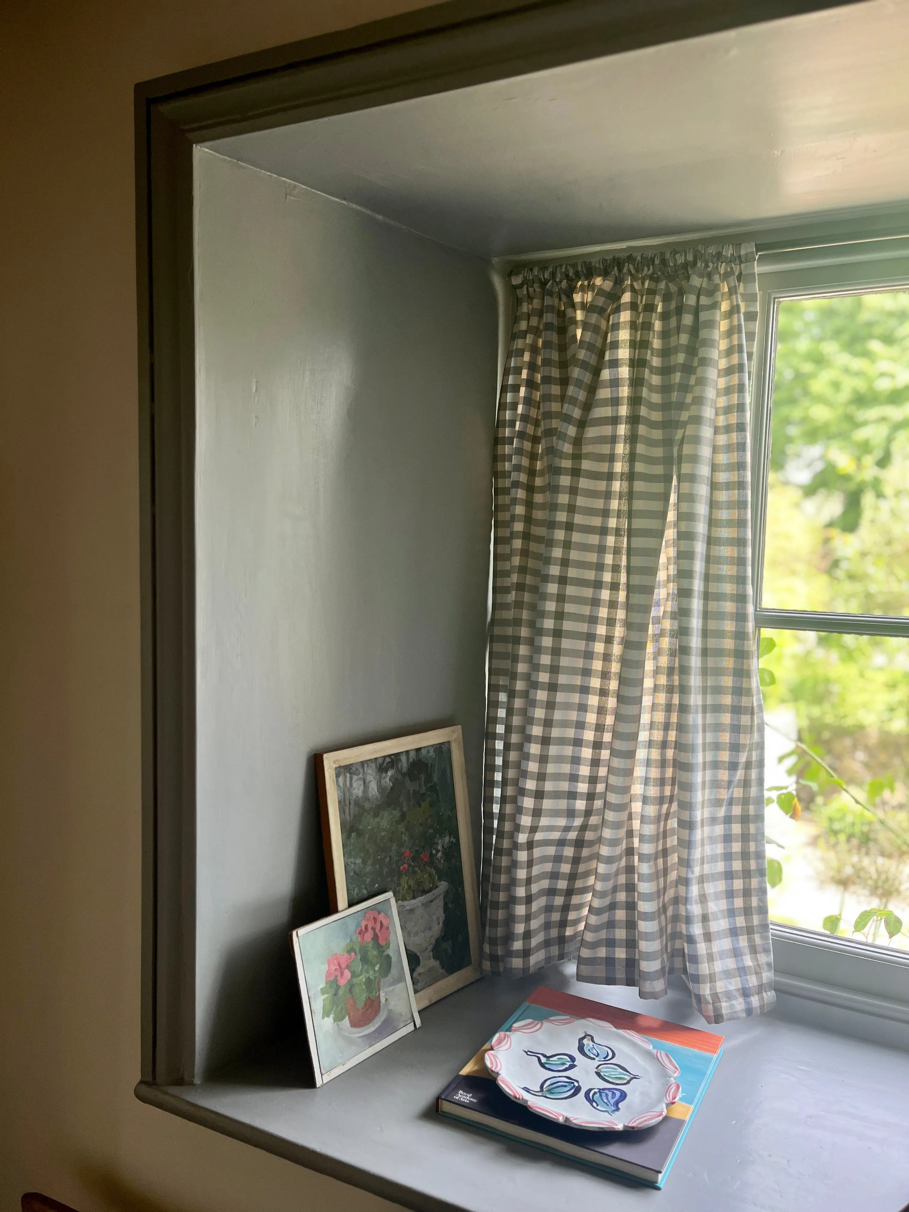 Curtain Dresser Check Organic Cotton Mid Blue