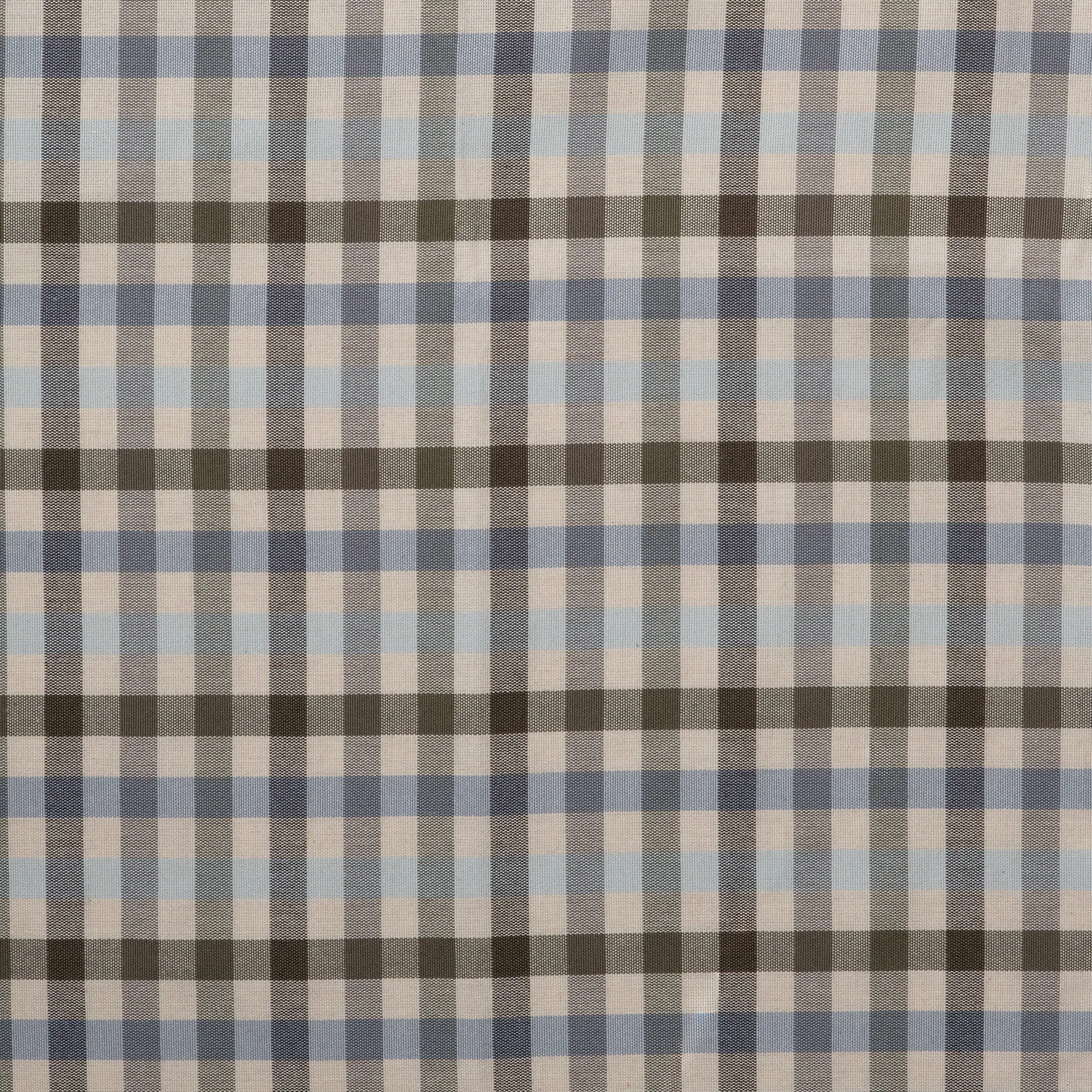 Curtain Dresser Check Organic Cotton Mid Blue
