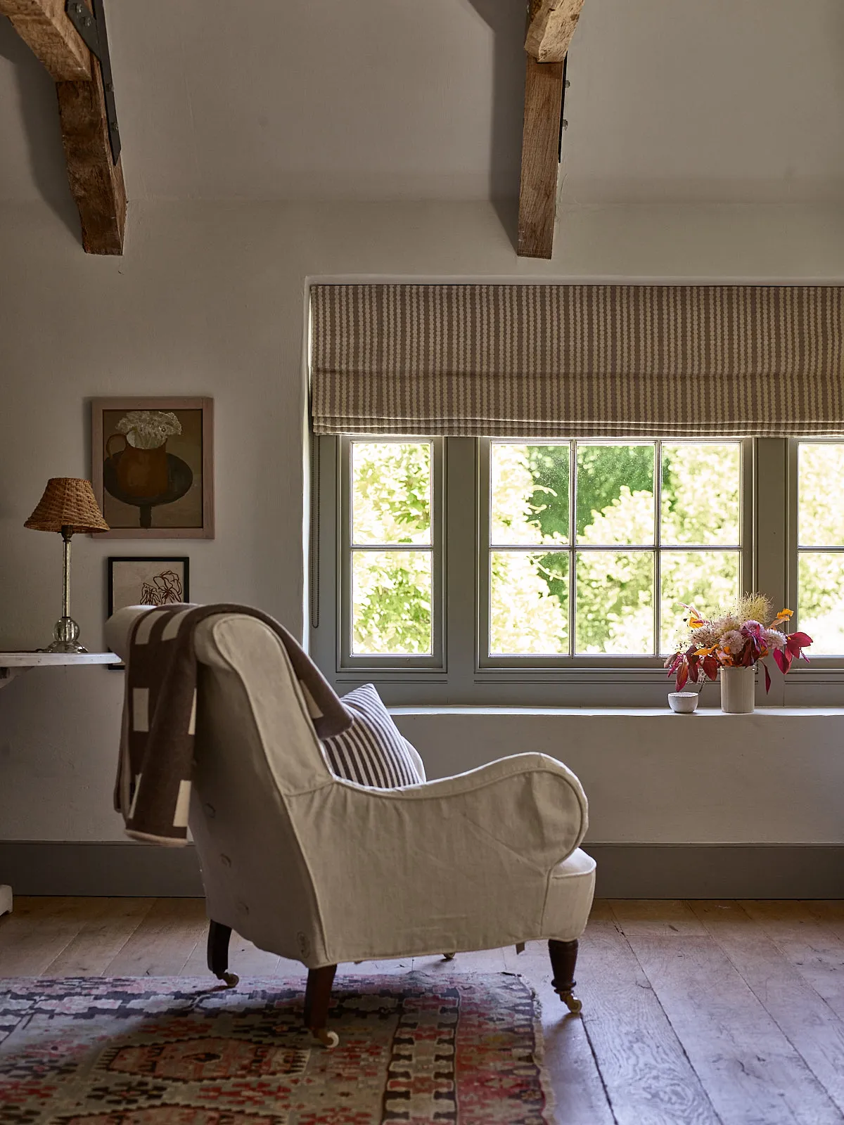 Curtain Scallop Stripe Wool Mushroom