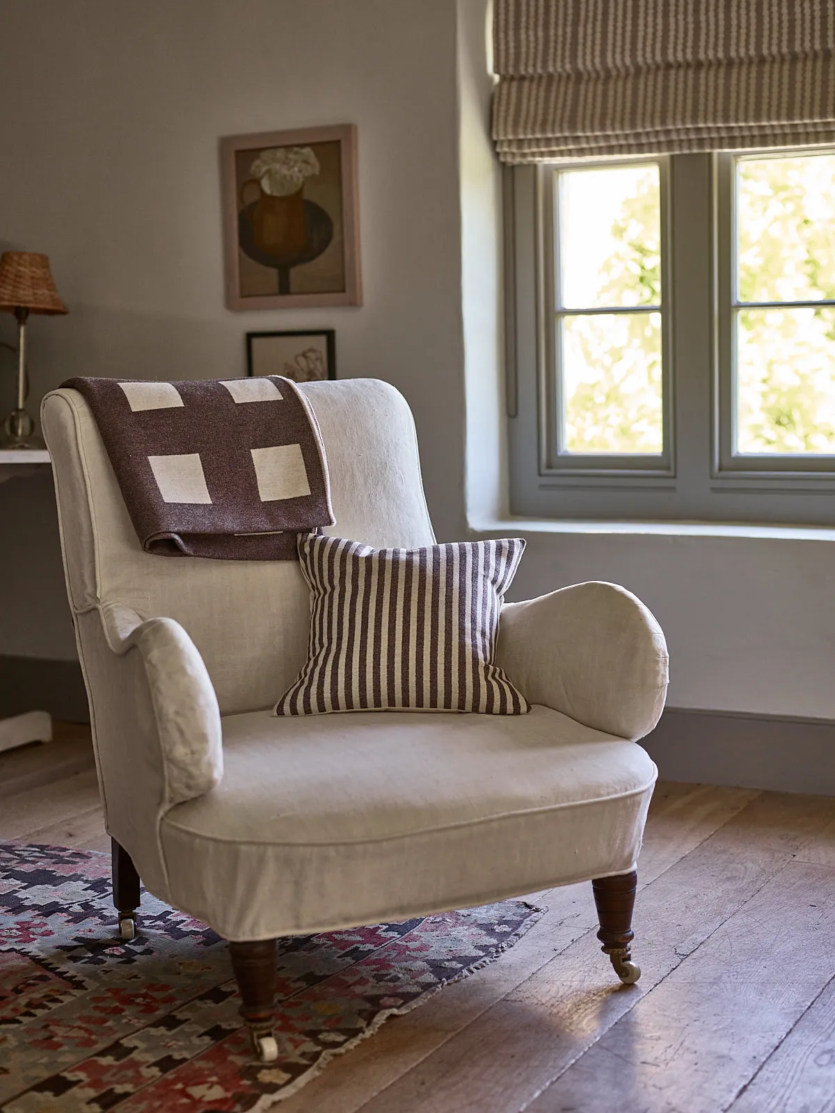 Curtain Scallop Stripe Wool Mushroom
