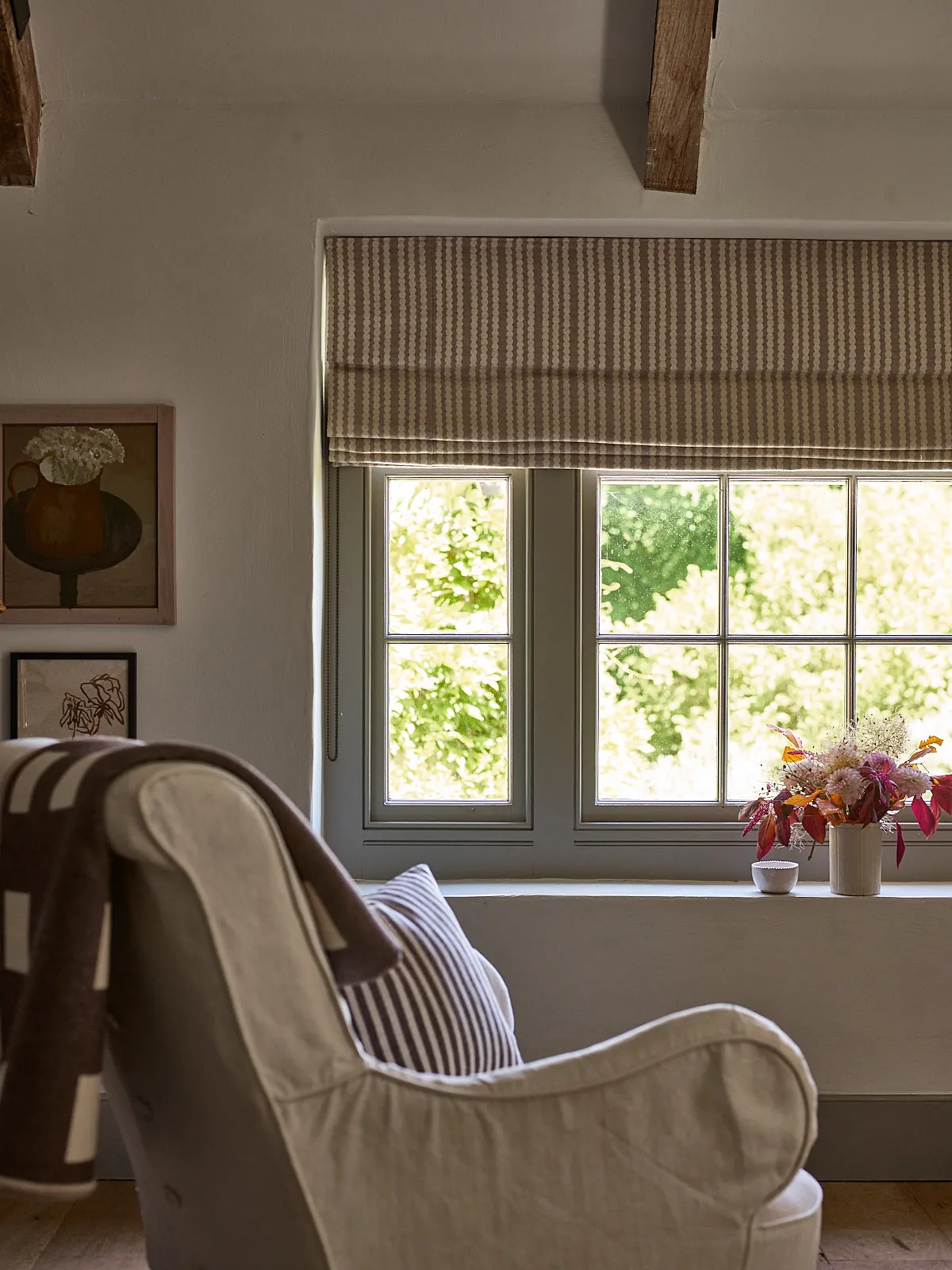 Curtain Scallop Stripe Wool Mushroom
