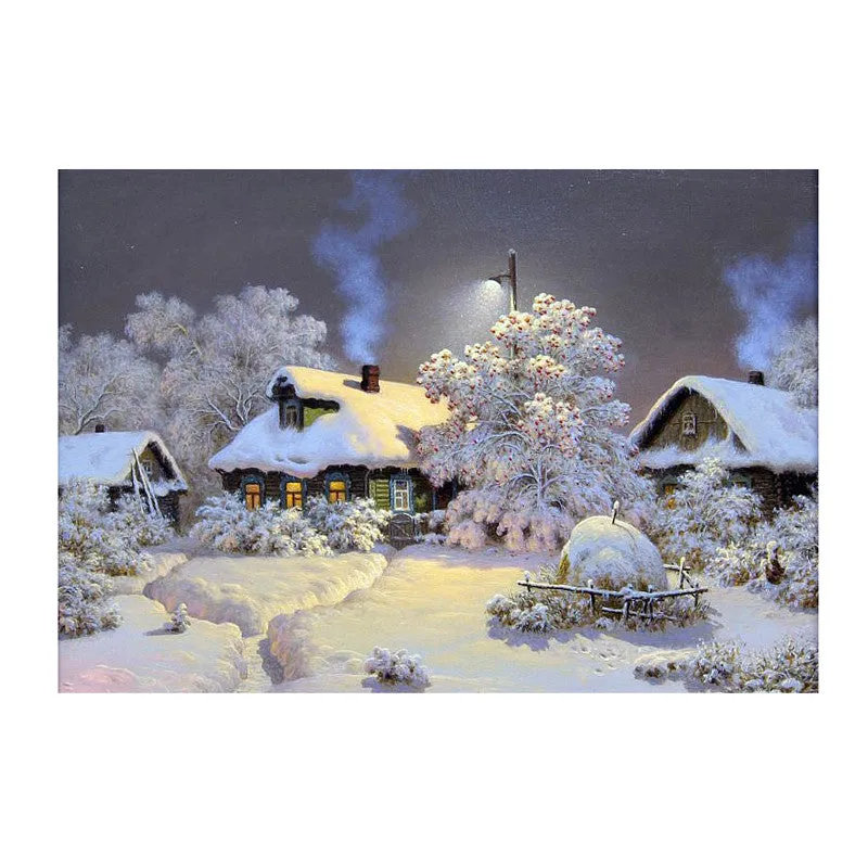 Diamond Embroidery Landscape Snow Night Pattern With Rhinestones Needlework Diamond Mosaic Nature Sale Kits For cross-stitching