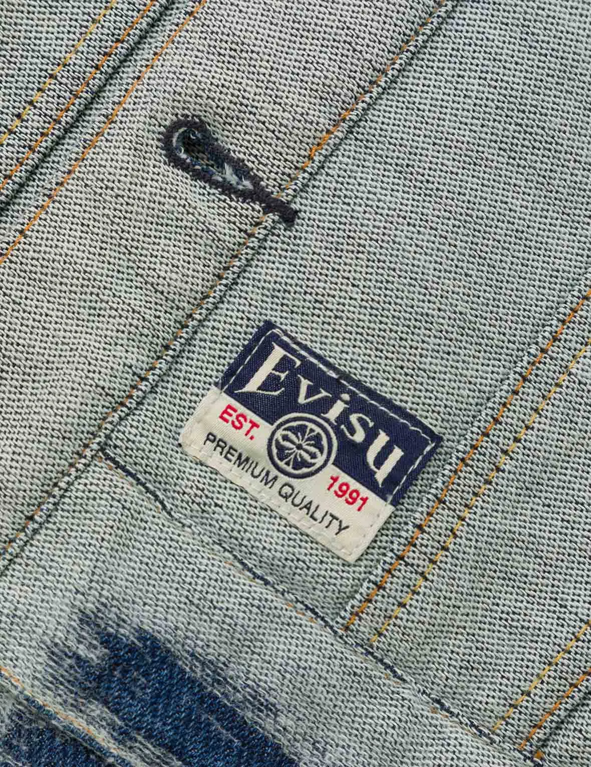Distressed Logo and Seagull Embroidery Relax Fit Denim Jacket
