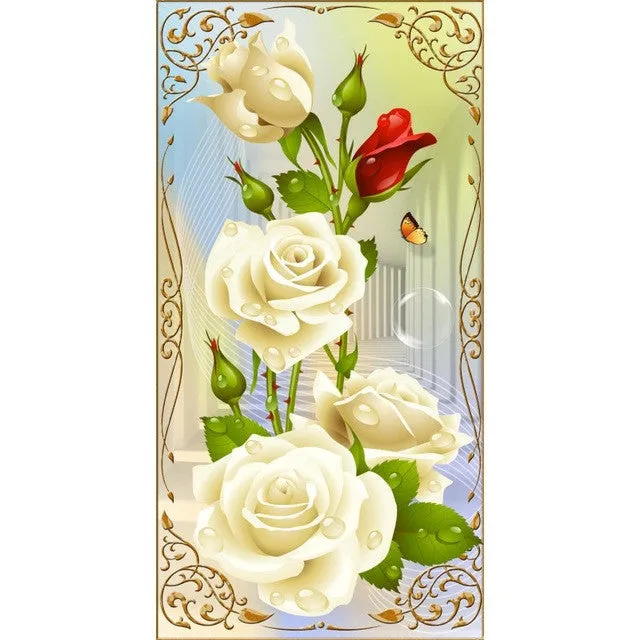 DIY 5D Diamond Mosaic White Rose Resin with Full Painting Cross Stitch Kits Diamonds Embroidery Home Decoration
