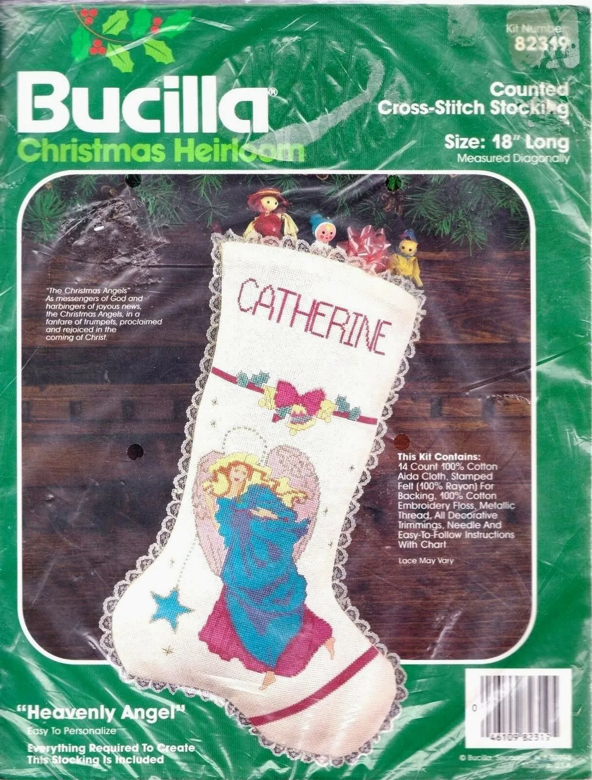 DIY Bucilla Heavenly Angel Christmas Counted Cross Stitch Stocking Kit