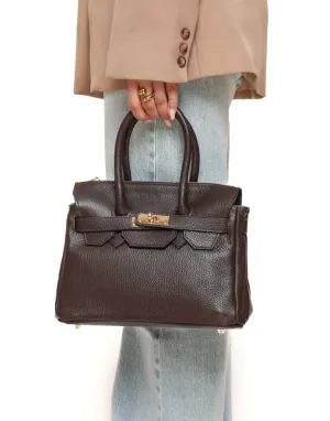 Donkerbruine Middel Gouden Details - Tas