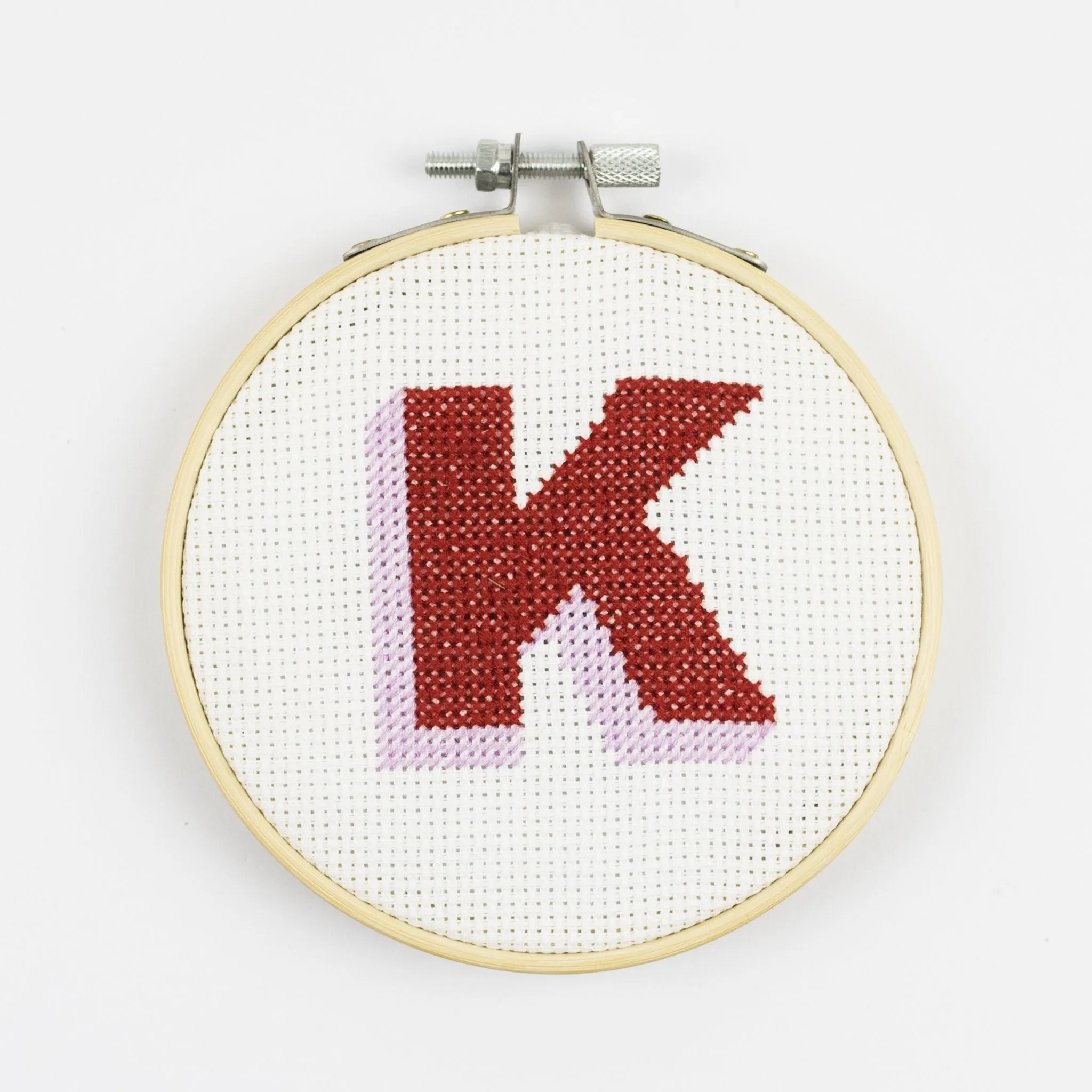Drop Shadow Alphabet Cross Stitch Kit (Red   Lilac   Mustard   Lemon)